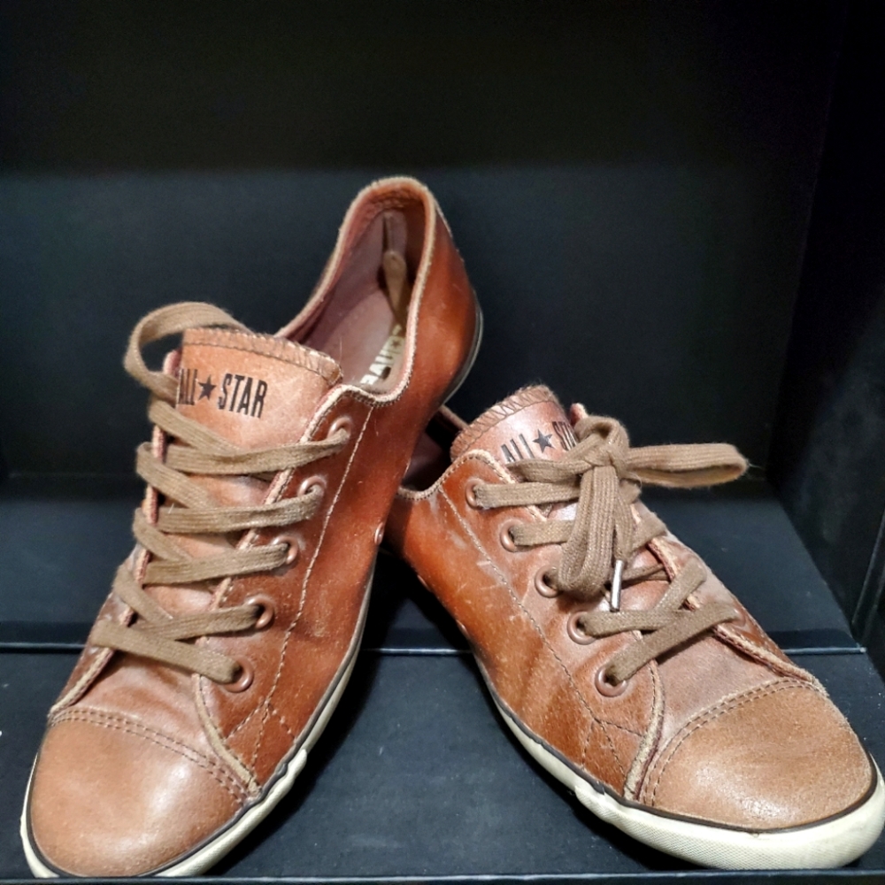 Brown genuine leather converse